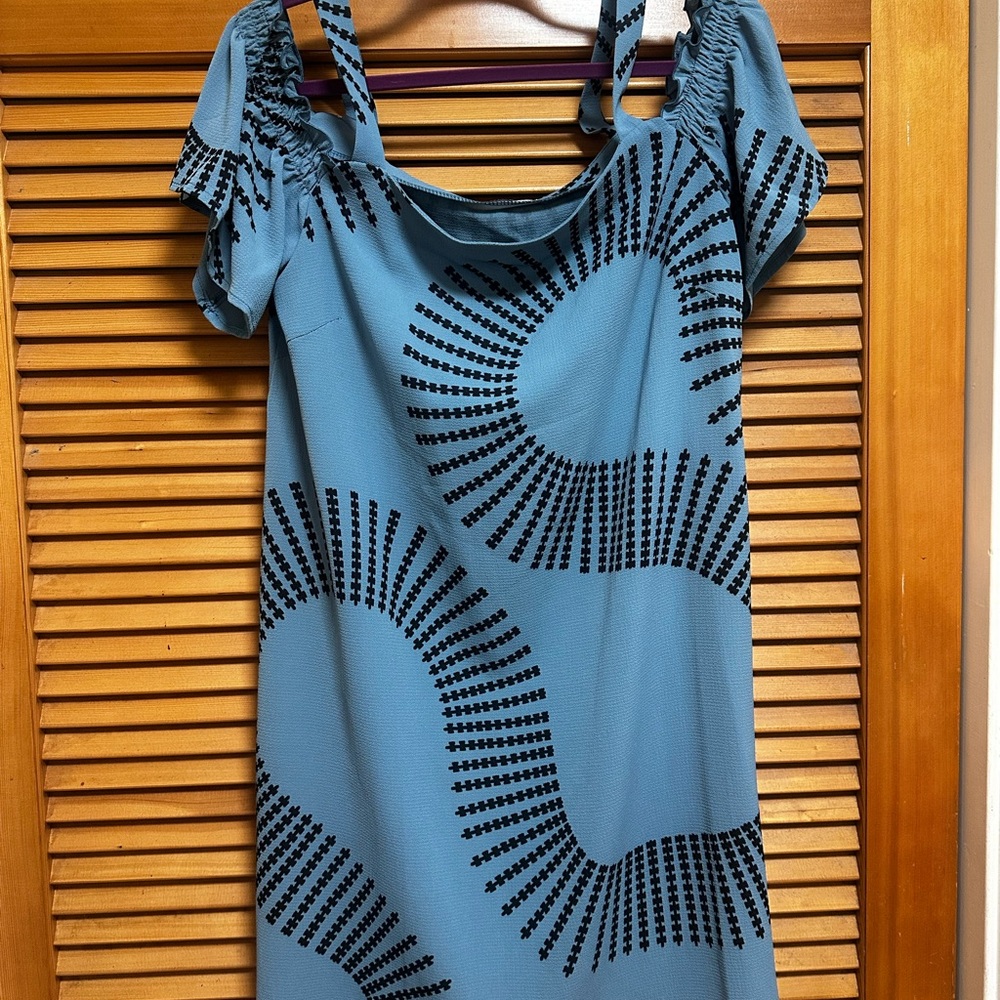 Manaola Blue Dress with Black Pattern